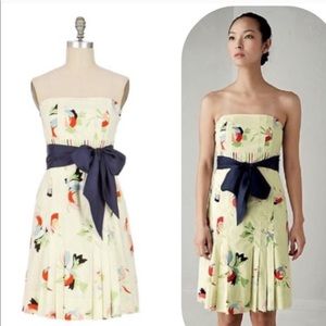 Maeve Strapless Dress Cream Floral Multicolor Sz 6